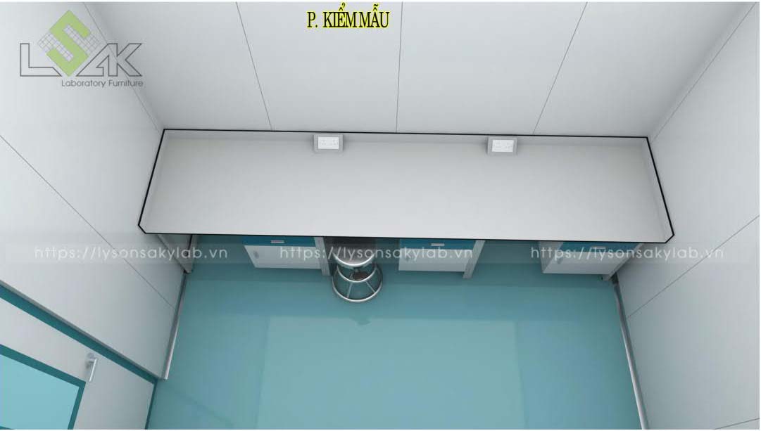 Bàn kiểm mẫu thiết kế nội thất phòng lab nhà máy sản xuất thuốc thú y - thủy sản UV Việt Nam