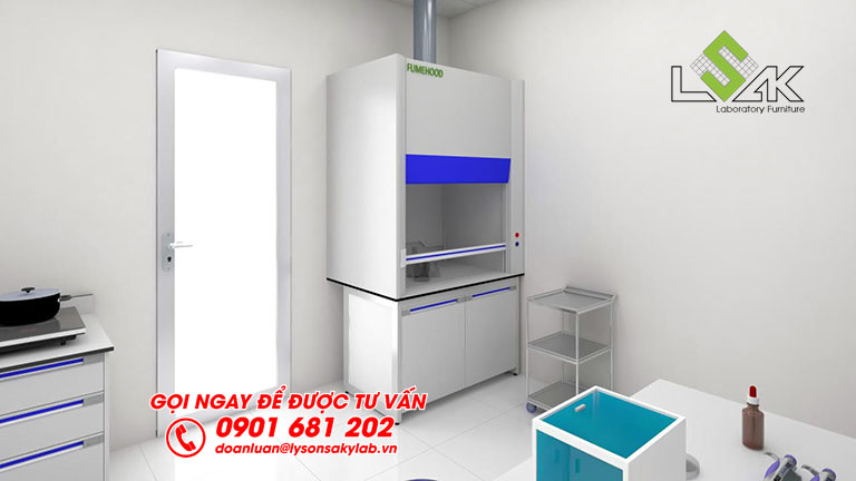 Tủ hút khí độc thiết kế phòng lab nhà máy sữa Dalat Milk