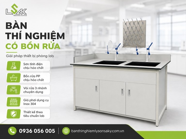 Bàn thí nghiệm có bồn rửa