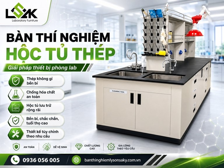 Bàn thí nghiệm hộc tủ thép