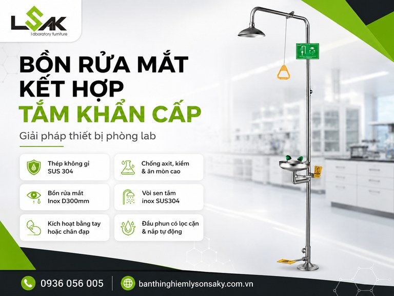 Bồn rửa mắt kết hợp tắm khẩn cấp