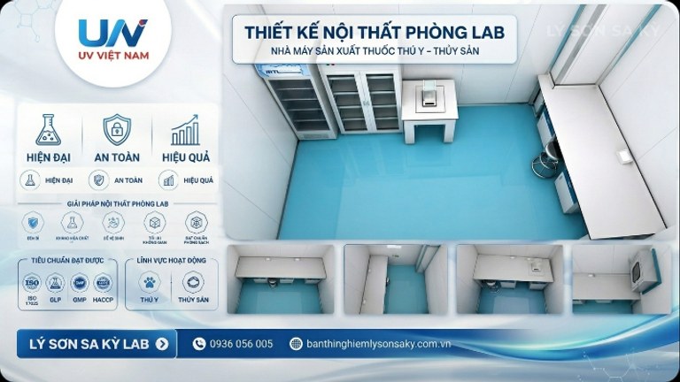 thiet ke noi that phong lab nha may san xuat thuoc thu y thuy san uv viet nam