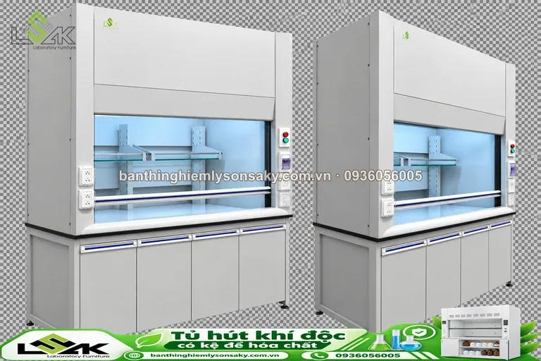 Tủ hút khí độc có kệ để hóa chất
