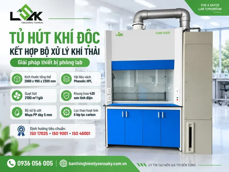Tủ hút khí độc kết hợp bộ xử lý khí thải